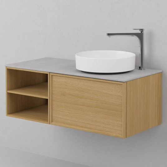 INR Iconic Nordic Rooms Air Wood Servantskap Hel Front med 2 Skuffer og Åpen Oppbevaring H350xd450mm Natural oak / 100cm Venstre