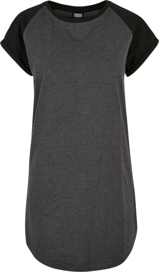 Urban Classics Kort kjole   Ladies’ contrast raglan tee kjole   S til 3XL   Damer   svart grå