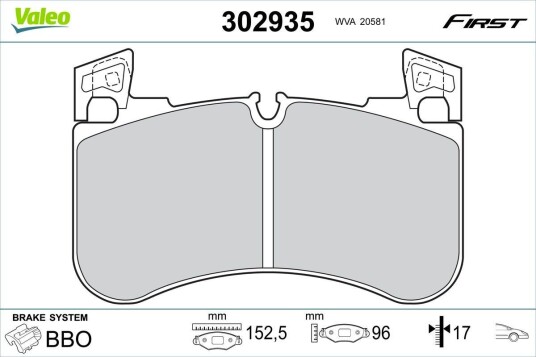 Bremseklosser VALEO 302935