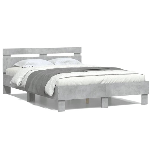 vidaXL Sengeramme med hodegavl betonggrå 120x190 cm konstruert tre 8721012246683