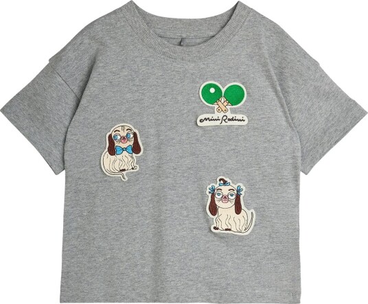 Mini Rodini Minibabies Patches Ss Tee   Grey   104/110