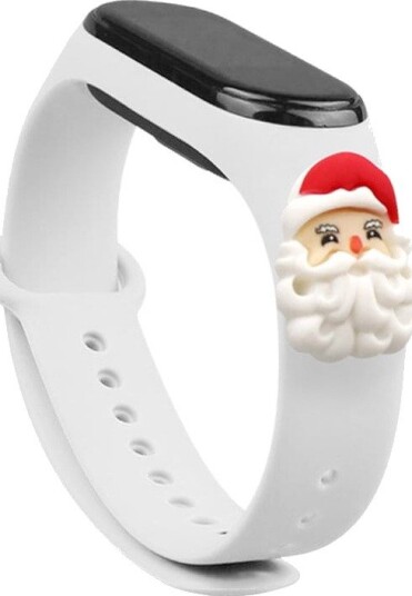 Strap Xmas for Xiaomi Mi Band 3 / 4 julearmbånd av silikonarmbånd med julenissen Hvit
