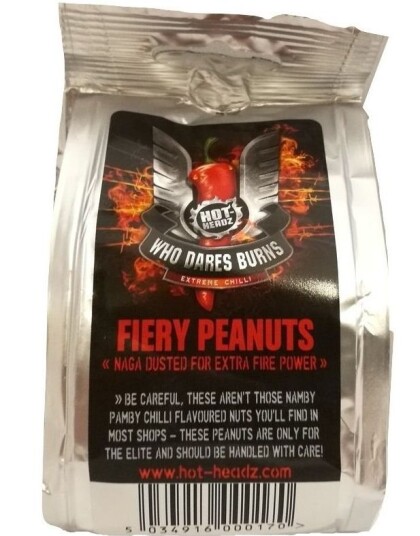 Who Dares Burns! Naga Chilli Peanøtter 80 gram Kjempesterke UK Import