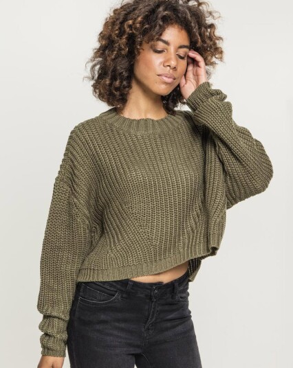 Urban Classics Women's Wide Oversize-genser Oliven