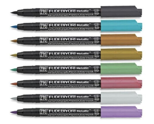 Zig Fudebiyori metallpenner Sett med 8 stk Zig Fudebiyori metallpenner Sett med 8 stk