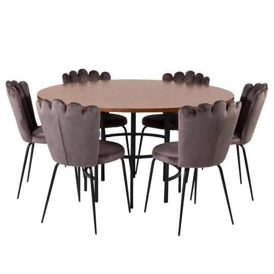 Furniture/Fashion Spisegruppe furniture/fashion Copenhagen med 6 Grå Limhamn Light Stoler GR19334FF