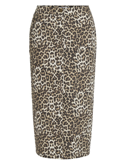 Vila Vileonor Hw Midi Leo Denim Skirt July/Lc - Brown - 34
