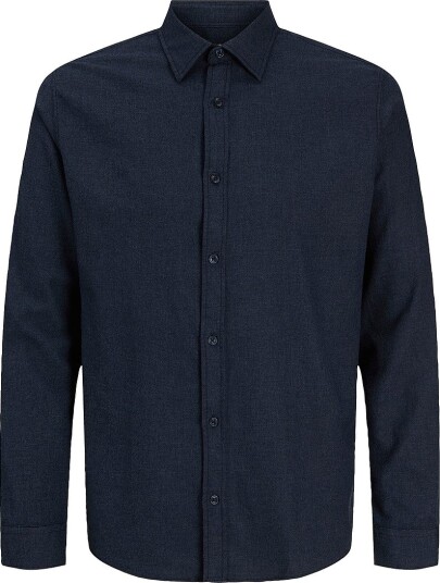 Jack & Jones Plus Skjorte Jjefield Melange Shirt Ls Sn Pls Blå