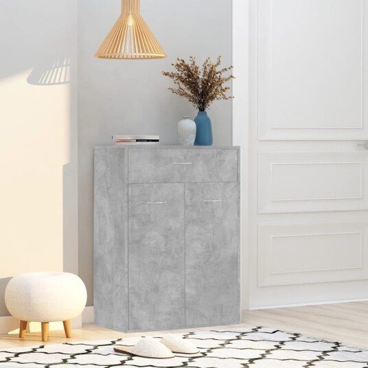 vidaXL Skoskap betonggr? 60x35x84 cm sponplate