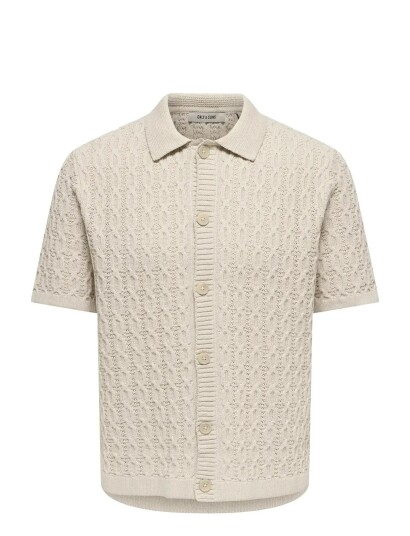ONLY & SONS Onstalon Life Reg Ss Shirt Knit   Beige   XL
