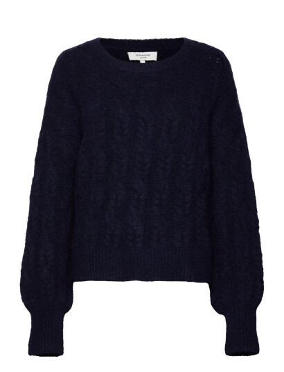 Rosemunde Cable Knit O-Neck - Navy - S/M Rosemunde Cable Knit O-Neck - Navy - S/M