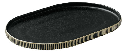 Playground Tallerken Nara relief; 30x20x2.4 cm LxBxH; Svart/Hvit; 6 Stykk / Forpakning