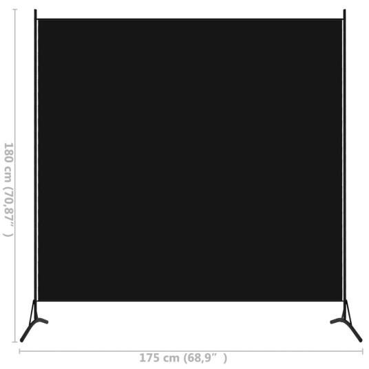 vidaXL Romdeler 1 panel svart 175x180 cm