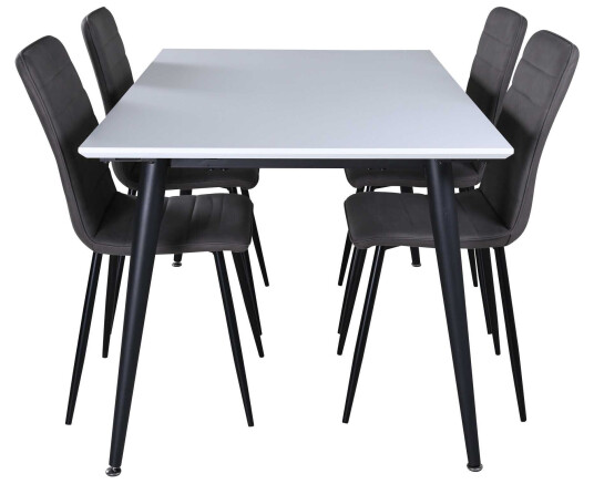 Venture Design Jimmy & Windu spisegruppe Grå/hvit 4 stoler & bord 150 x 90 cm