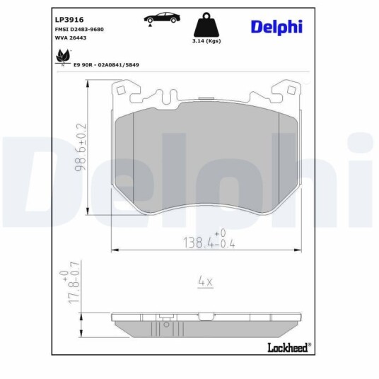 Bremseklosser DELPHI LP3916