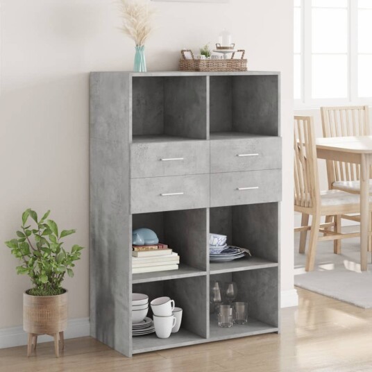 Hylle betonggrå 80x42,5x124 cm konstruert tre