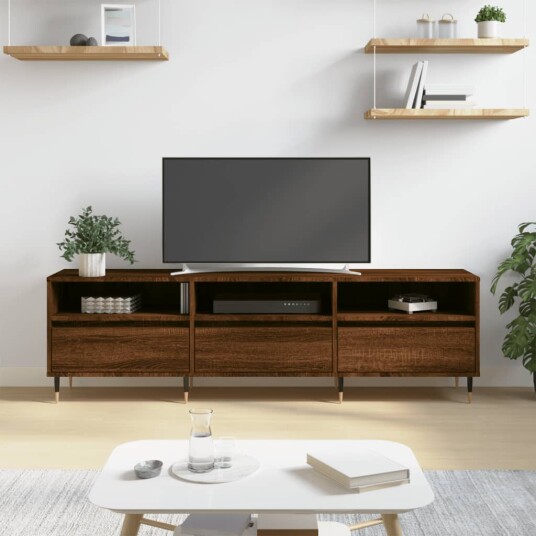 TV benk brun eik 150x30x44,5 cm konstruert tre