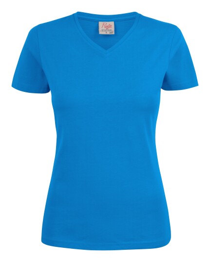 Printer Heavy V-neck Lady T-skjorte Oceanblå Oceanblå Printer Heavy V-neck Lady T-skjorte Oceanblå Oceanblå