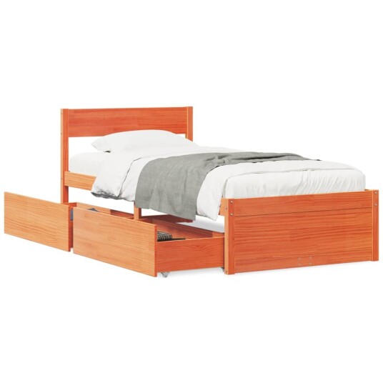  Sengeramme uten madrass voksbrun 90x200 cm heltre furu 8721102647321