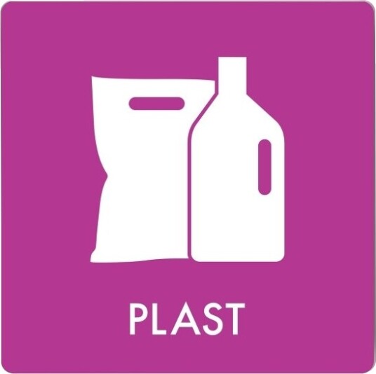 Skilt Affaldspiktogram Plast 12X12 Cm Aluminium Lilla/Hvid