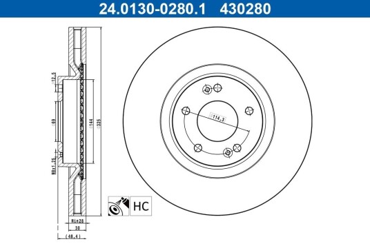 Bremseskive ATE 24.0130-0280.1