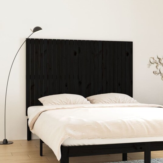 vidaXL Veggmontert sengegavl svart 166x3x110 cm heltre furu