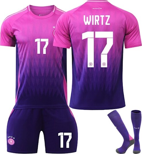UEFA Euro 2024 Tyskland Bortelandslag Barn Fotballtrøye Med Strømper NO.17 WIRTZ