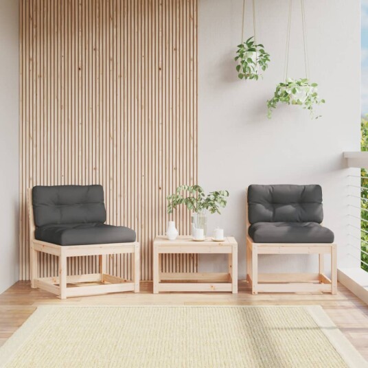 Hagesofaer med puter 2 stk heltre furu 844704