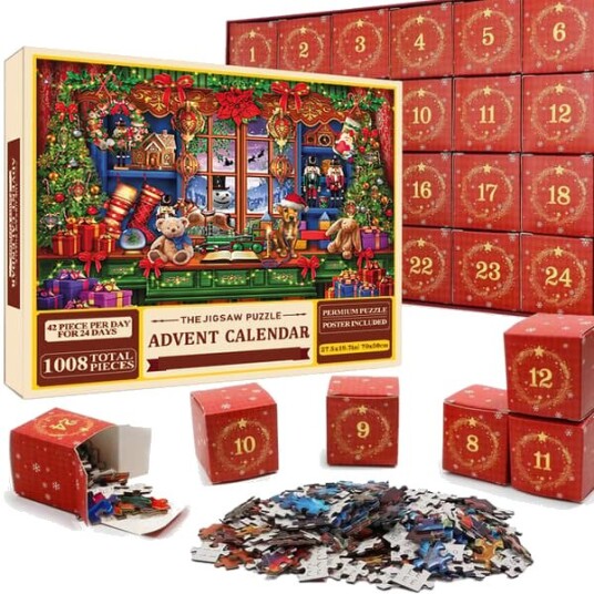 2026 Adventskalender Puslespill Adventskalender 1008 puslespillbrikker 24 dagers julenedtelling Adventskalenderpuslespill D