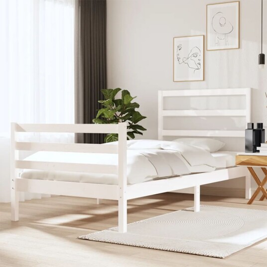 vidaXL Sengeramme hvit heltre furu 75x190 cm 2FT6 Small Single 8720287037095