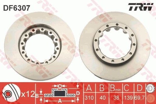 Bremseskive TRW DF6307S