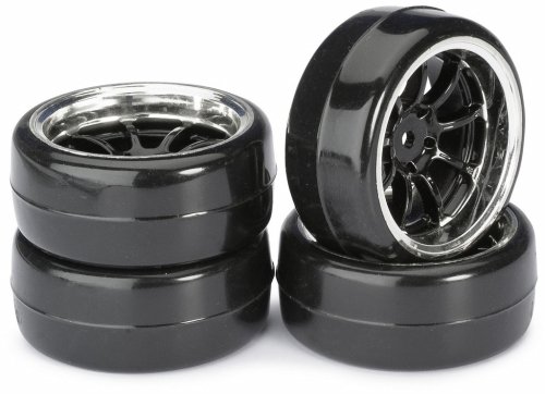 Absima 2510043 Wheel Set Drift LP Comb / Profile B Black/Chrome
