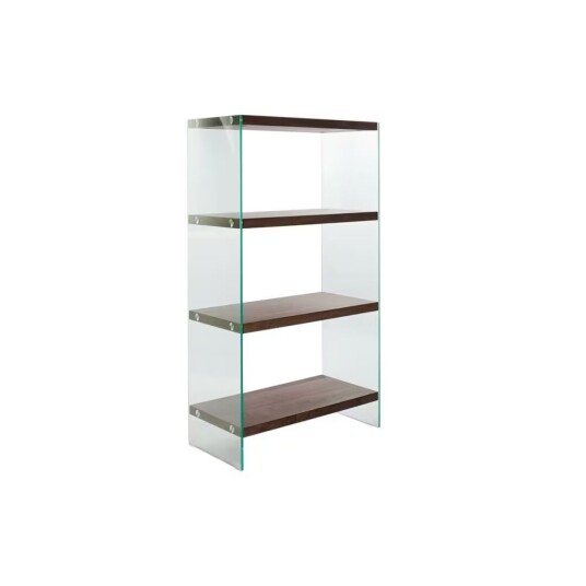 Bokhylla Mörkbrun Glas Valnöt Trä MDF 80 x 40 x 150 cm 1