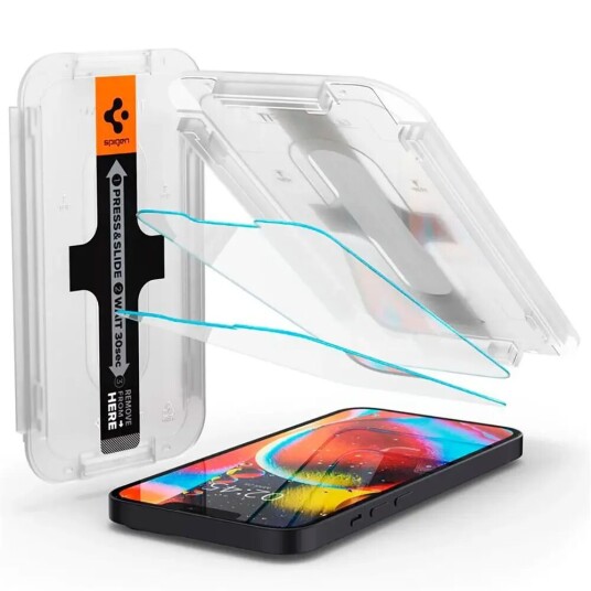Spigen EZ Fit Skjermbeskytter iPhone 13 Mini - 2 Stk - Gjennomsiktig - Case Friendly