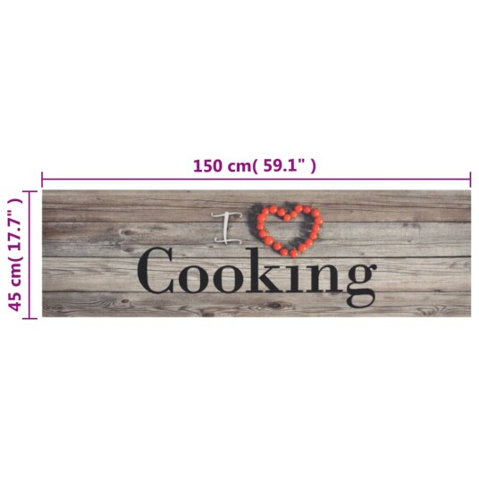 vidaXL Kjøkkenteppe vaskbar cooking grå 45x150 cm fløyel