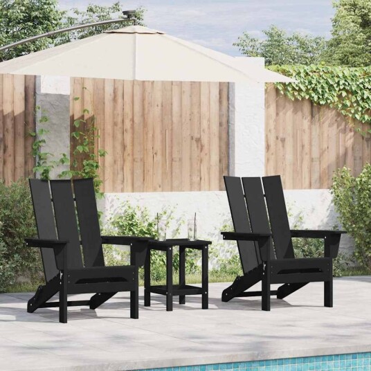 sammenleggbare Adirondack stoler 2 stk Svart 74.5x80.5x90 cm HDPE
