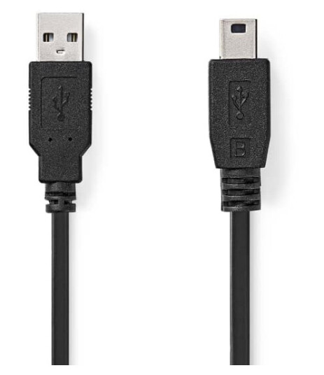 Nedis USB-kabel | USB 2.0 | USB-A Han | USB Mini-B 5 pins Han | 480 Mbps | Nikkel belagt | 1.00 m | Rund | PVC | Sort | Label