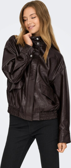 ONLY Onljulia Faux Leather Ovz. Bomber Otw Brown L ONLY Onljulia Faux Leather Ovz. Bomber Otw Brown L