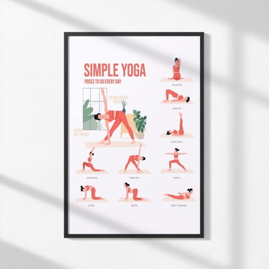 Plakat Enkle Yoga Posisjoner Plakat Enkle Yoga Posisjoner