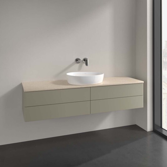 Villeroy & Boch Antao Servantskap med 4 skuffer 160x50x36 cm u/lys Steingrå/Crème