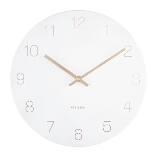 Karlsson Charm Engraved Numbers Wall Clock S Veggklokke KA5788WH   Unisex 30 cm Kvarts urverk