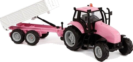 Kids Globe Die-cast Tractor with Trailer - Pink