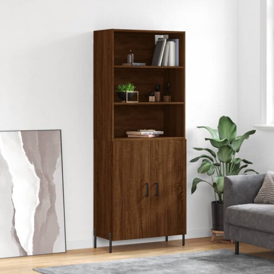 vidaXL Highboard brun eik 69,5x34x180 cm konstruert tre 8720845926359