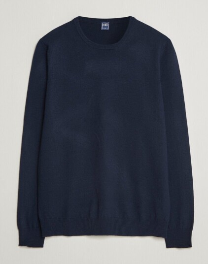 Fedeli Pure Cashmere Crew Neck Navy Blue