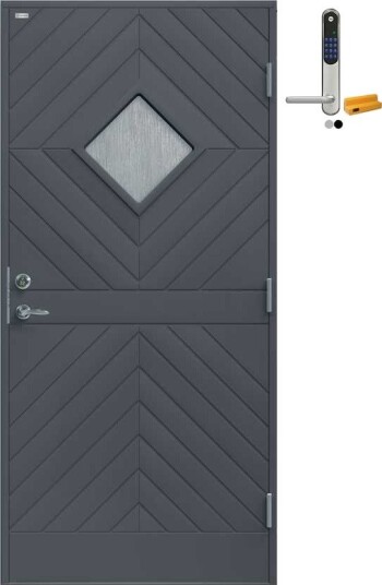Ytterdør Diplomat Karin Cotswold Glass med Yale Doorman Classic Home