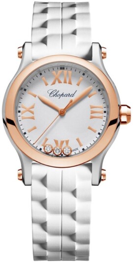 Chopard Dameklokke 278590 6001 Happy Sport Hvit/Gummi Ø30 mm