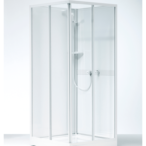 Contura Shower Next NKH VK 90x90 cm, Hvit Lakkert overdel m/klart glass uten kabinekar