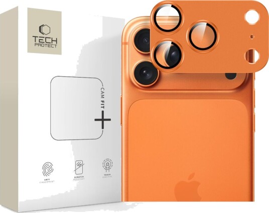 Tech-Protect Camfull Fit+ Kameralinsebeskytter for iPhone 17 Pro Max - Kosmisk Oransje