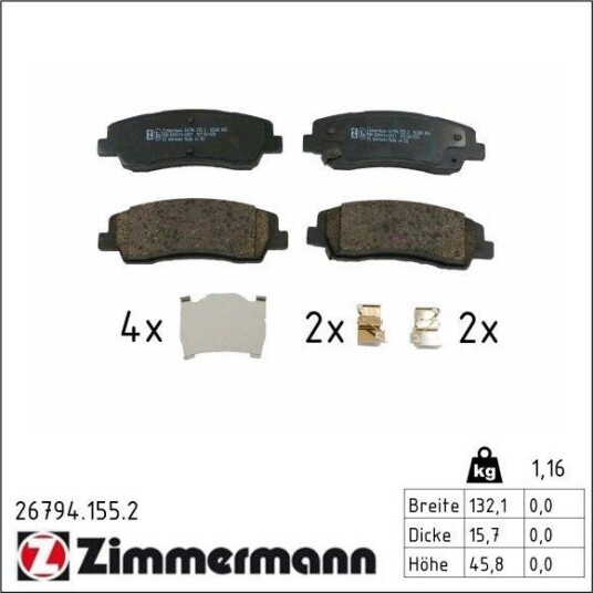 Bremseklosser ZIMMERMANN 26794.155.2