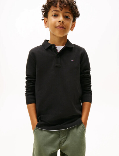 Tommy Hilfiger Reg Polo Ls - Black - 140